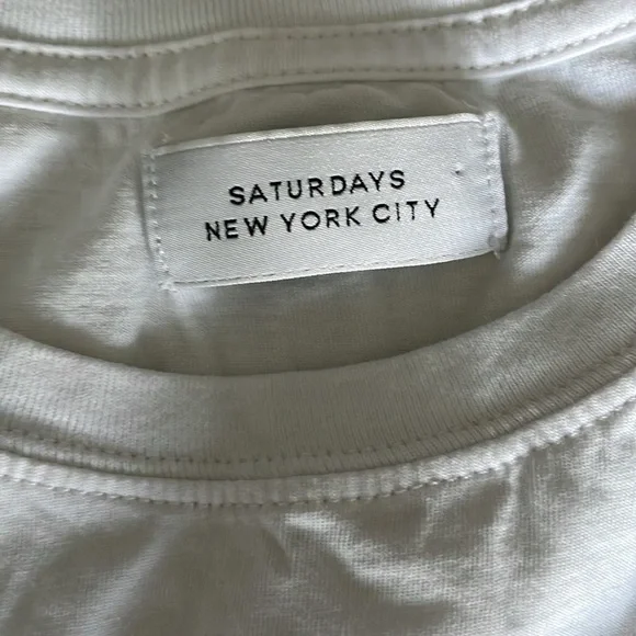 Saturdays New York City White Brand Tee Tshirt NY Script men size M - Picture 4 of 12